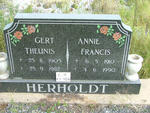 HERHOLDT Gert Theunis 1905-1982 & Annie Francis 1910-1990