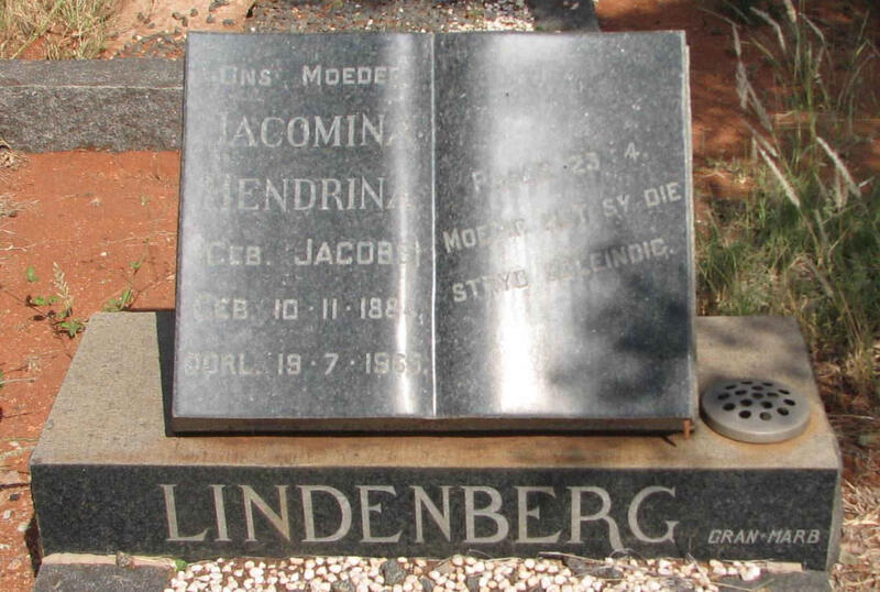 LINDENBERG Jacomina Hendrina nee JACOBS 1884-1965