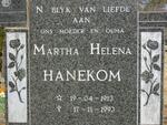 HANEKOM Martha Helena 1913-1993