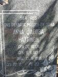 HATTINGH Anna Jacoba nee DE BEER 1879-1965