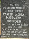 NIEKERK Francina Jacoba Magdalena, van nee VAN HEERDEN 1893-1973