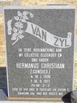 Zyl Hermanus Christiaan, van 1930-1977