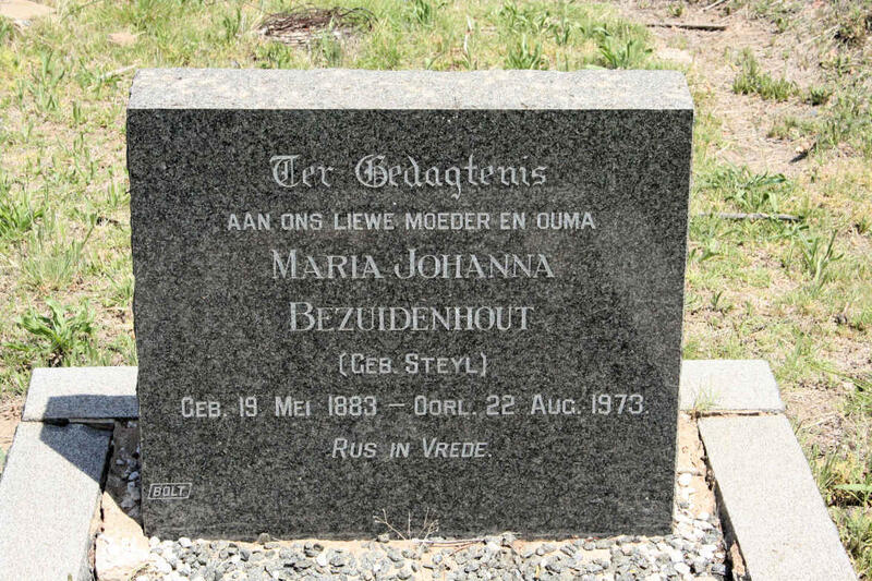 BEZUIDENHOUT Maria Johanna nee STEYL 1883-1973