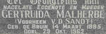 MALHERBE Gertruida previously V.D. SANDT nee DE BRUIN 1885-1962