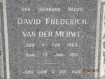 MERWE David Frederick, van der 1863-1951