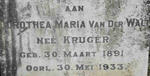 WALT Dorothea Maria, van der nee KRUGER 1891-1933