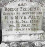 WALT Roelof Frederik, v.d. 1920-1921