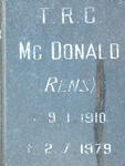 McDONALD T.R.C. 1910-1979