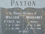 PAXTON William Cyrus 1922-1986 & Margaret 1931-1988