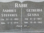 RABIE Andries Stefanus 1900-1974 & Gertruida Gesina 1903-1983