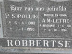 ROBBERTSE P.S. 1903-1990 & A.M. WATKINS 1911-1994