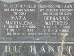 RANDT Gerhardus Mattheus, du 1889-1968 & Maria Magdalena BAM 1892-1978 &