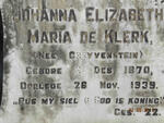 KLERK Johanna Elizabeth Maria, de nee GREYVENSTEIN 1870-1939