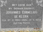 KLERK Johannes Cornelius, de 1884-1954