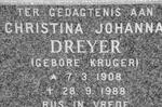DREYER Christina Johanna nee KRUGER 1908-1988