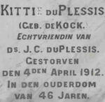 PLESSIS Kittie, du nee DE KOCK -1912