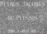PLESSIS Petrus Jacobus, du -1921