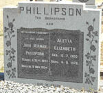 PHILLIPSON John Herman 1893-1934 & Aletta Elizabeth 1900-1976