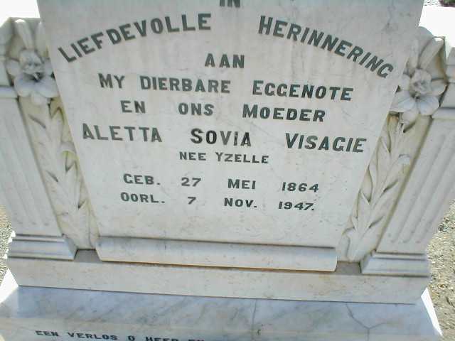 VISAGIE Aletta Sovia nee YZELLE 1864-1947