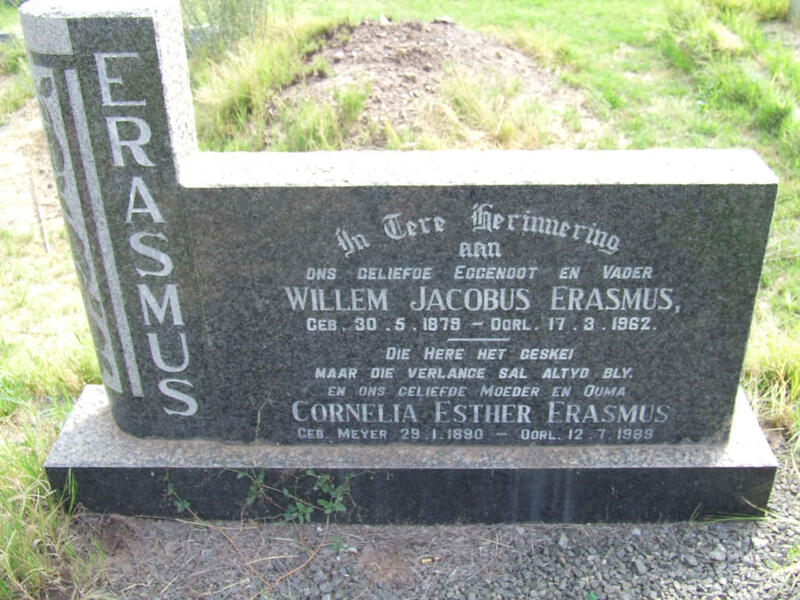ERASMUS Willem Jacobus 1879-1962 & Cornelia Esther nee MEYER 1890-1989