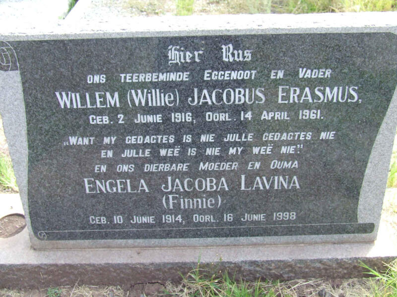 ERASMUS Willem Jacobus 1916-1961 & Engela Jacoba Lavina 1914-1998