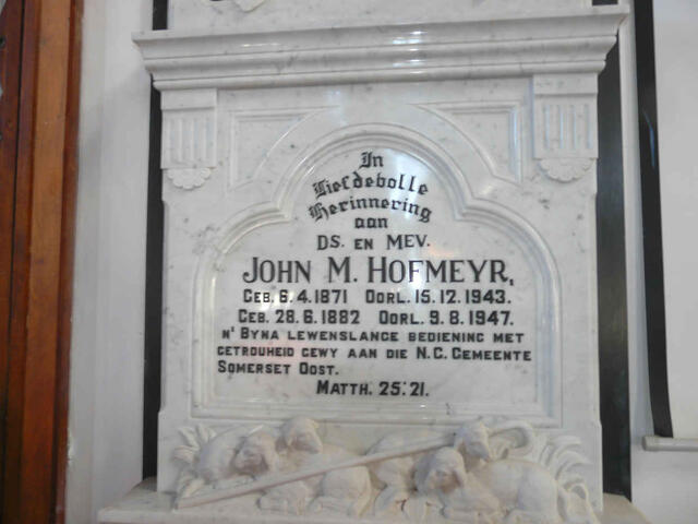 HOFMEYR John M. 1871-1943 & Mevrou 1882-1947