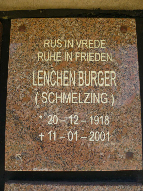 BURGER Lenchen nee SCHMELZING 1918-2001