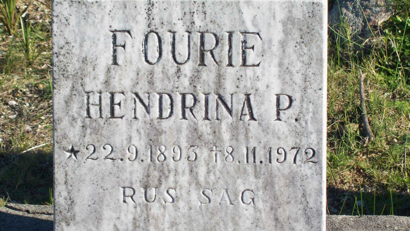 FOURIE Hendrina P. 1893-1972