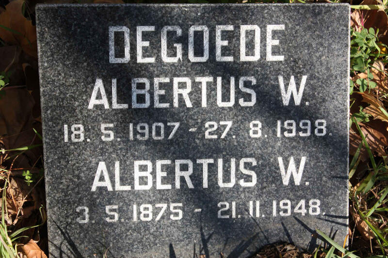 DEGOEDE Albertus W. 1875-1948 :: DEGOEDE Albertus W. 1907-1998