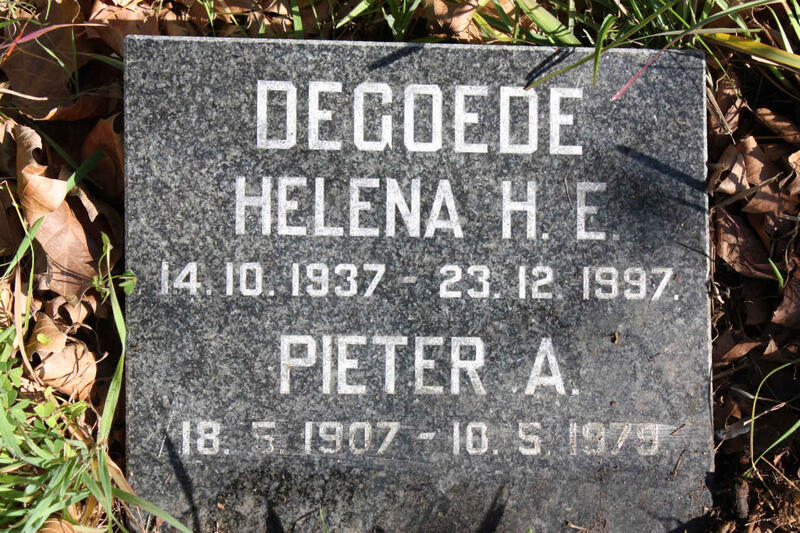 DEGOEDE Pieter A. 1907-1979 :: DEGOEDE Helena H.E. 1937-1997