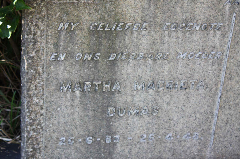 DUMAS Martha Magrieta 1883-1948
