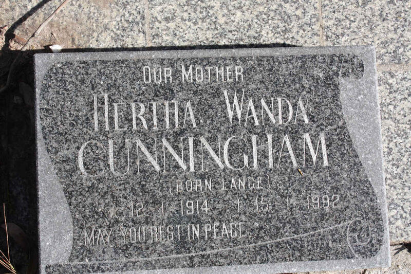 CUNNINGHAM Hertha Wanda nee LANGE 1914-1992
