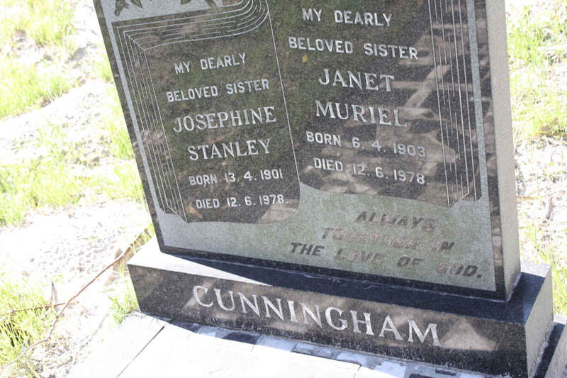 CUNNINGHAM Josephine Stanley 1901-1978 :: CUNNINGHAM Janet Muriel 1903-1978