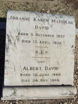 DAVID Albert 1865-1944 & Johanne Karen Mathilde 1857-1932