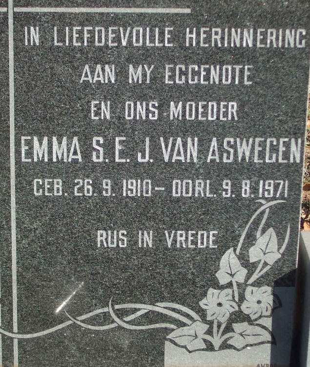 ASWEGEN Emma S.E.J., van 1910-1971