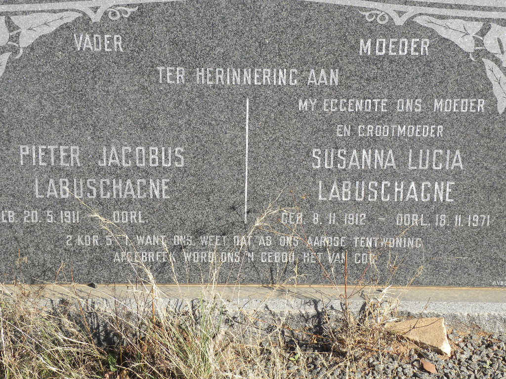 LABUSCHAGNE Pieter Jacobus 1911-  & Susanna Lucia 1912-1971