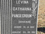 PANSEGROUW Levina Catharina nee SCHOEMAN 1906-1982