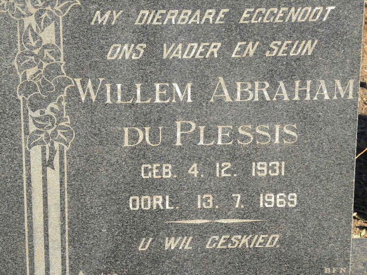 PLESSIS Willem Abraham, du 1931-1969