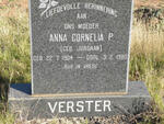 VERSTER Anna Cornelia P. nee JORDAAN 1904-1980