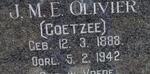 OLIVIER J.M.E. nee COETZEE 1888-1942