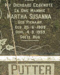 PUTTER Martha Susanna nee PIENAAR 1909-1959