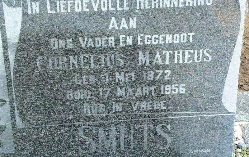 SMUTS Cornelius Matheus 1872-1956