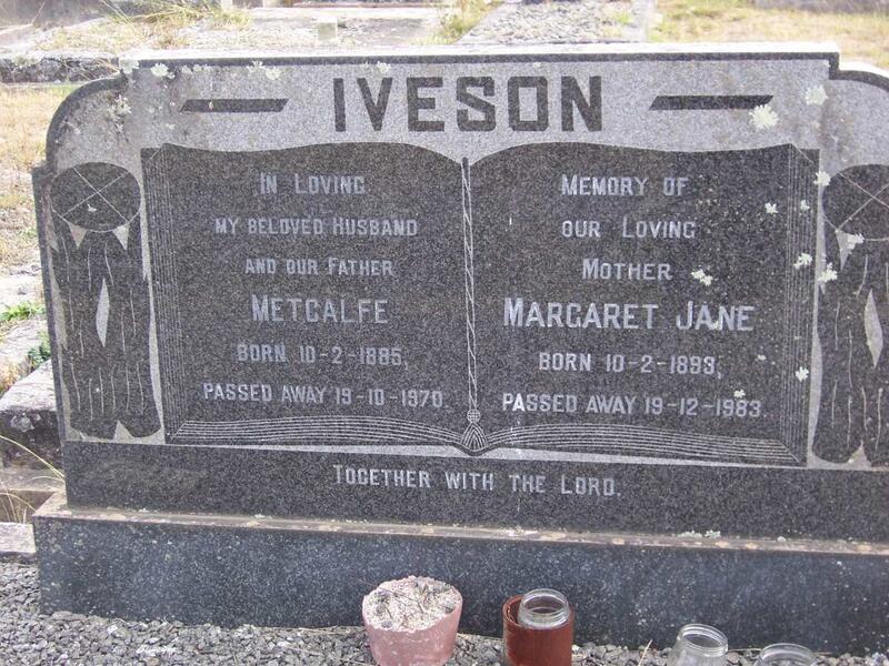 IVESON Metcalfe 1885-1970 & Margaret Jane 1893-1983