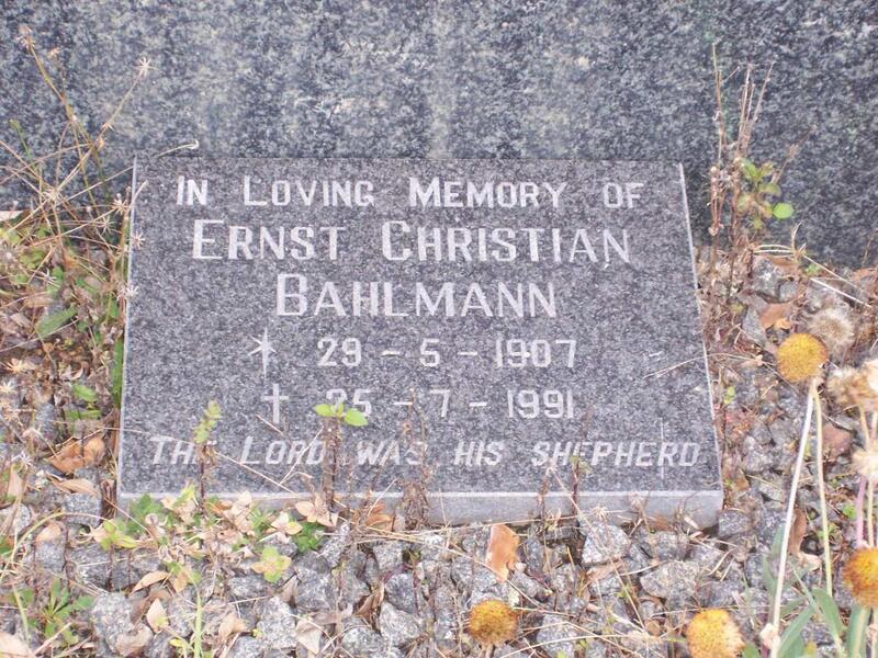 BAHLMANN Ernst Christian 1907-1991