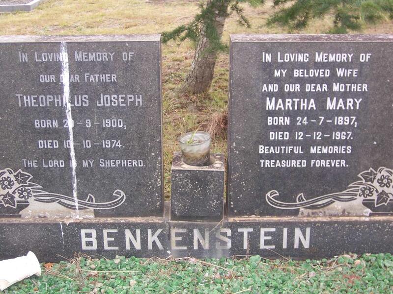 BENKENSTEIN Theophilus Joseph 1900-1974 & Martha Mary 1897-1967