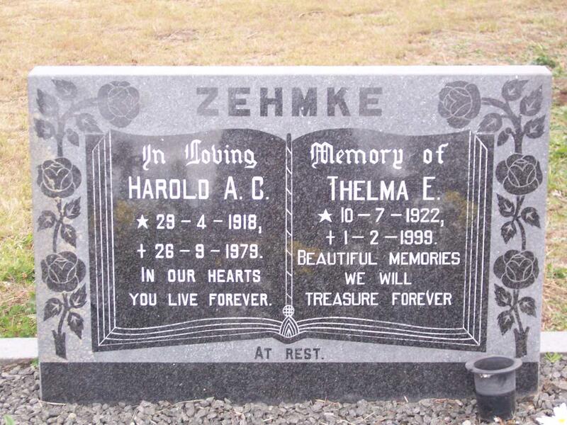 ZEHMKE Harold A.C. 1918-1979 & Thelma E. 1922-1999