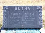 BOTHA Theunis A 1899-1981 & Martha J BEZUIDENHOUT 1904-1983
