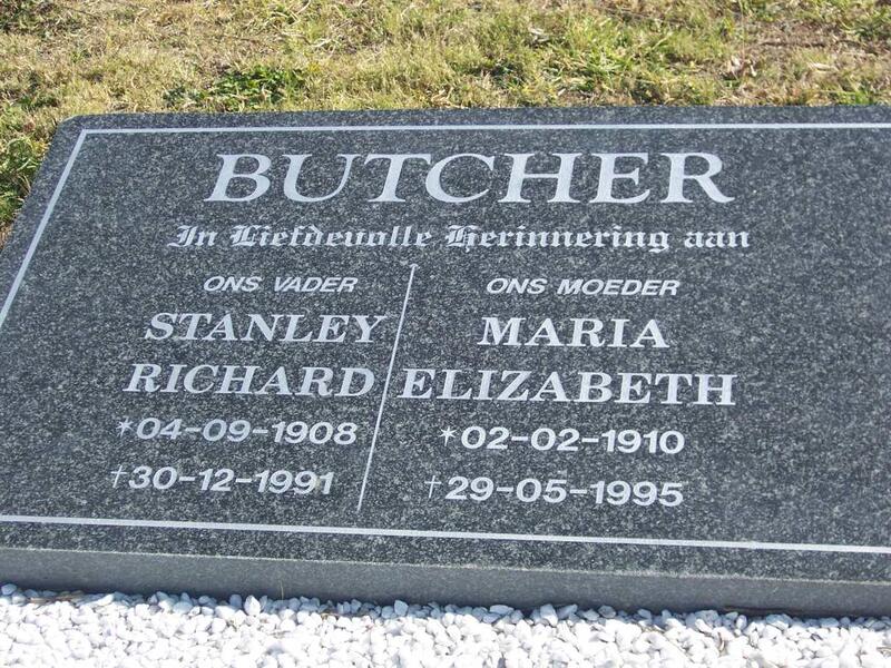 BUTCHER Stanley Richard 1908-1991 & Maria Elizabeth 1910-1995