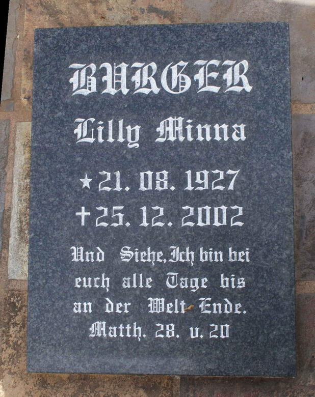 BURGER Lilly Minna 1927-2002