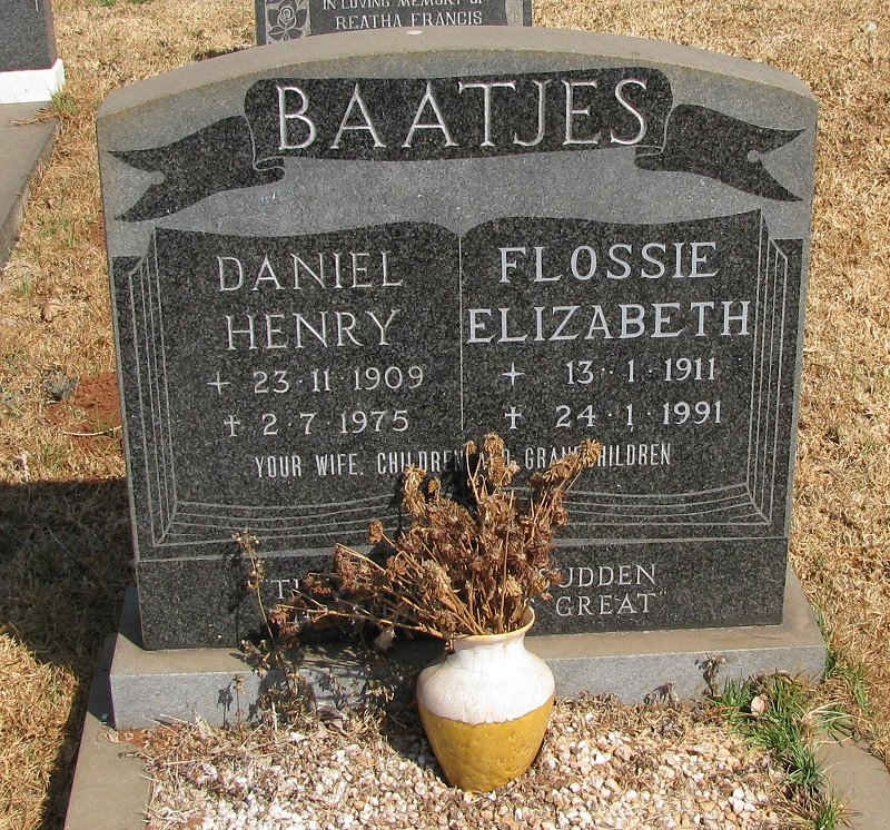 BAATJES Daniel Henry 1909-1975 & Flossie Elizabeth 1911-1991